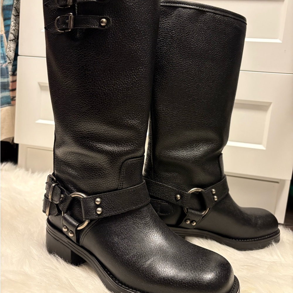 Steve Madden Black Combat Moto Boots with Harness. New never worn.